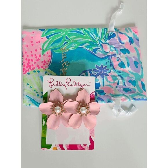 🌺 LILLY PULITZER Oversized Pearl Orchid Flower Earrings NEW WITH GIFT BAG - Picture 13 of 16